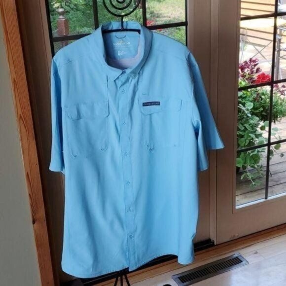 Cabela's Guidewear Fishermen Vented Lt. Blue Casual Button Down SS Sz. XXL Shirt - Picture 2 of 15